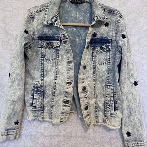 Baccini Women's Star-Studded Denim Jacket - Black and Gray